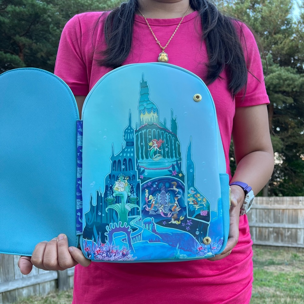 Loungefly Disney The Little Mermaid Castle Mini Backpack - Picture 3 of 12